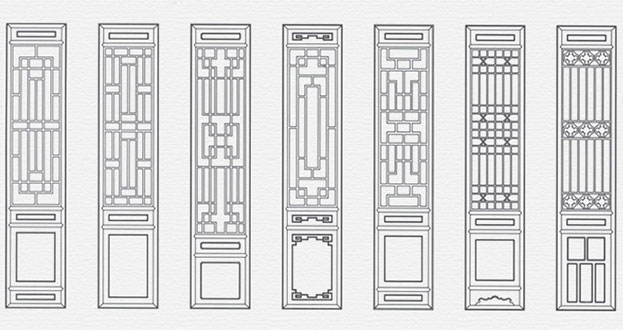 海州常用中式仿古花窗图案隔断设计图